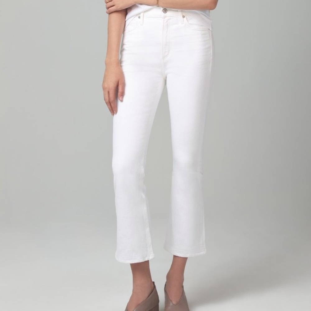 White ankle length jeans